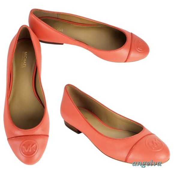 New Michael kors dylyn leather mk logo embossed ballet flats pink grapefruit - Picture 2 of 15